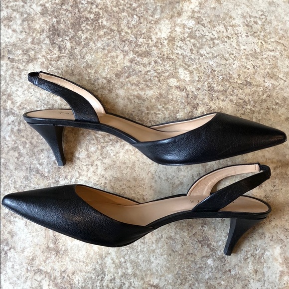 $129 Talbots Black Leather sling back Size 9.5 - Picture 3 of 3